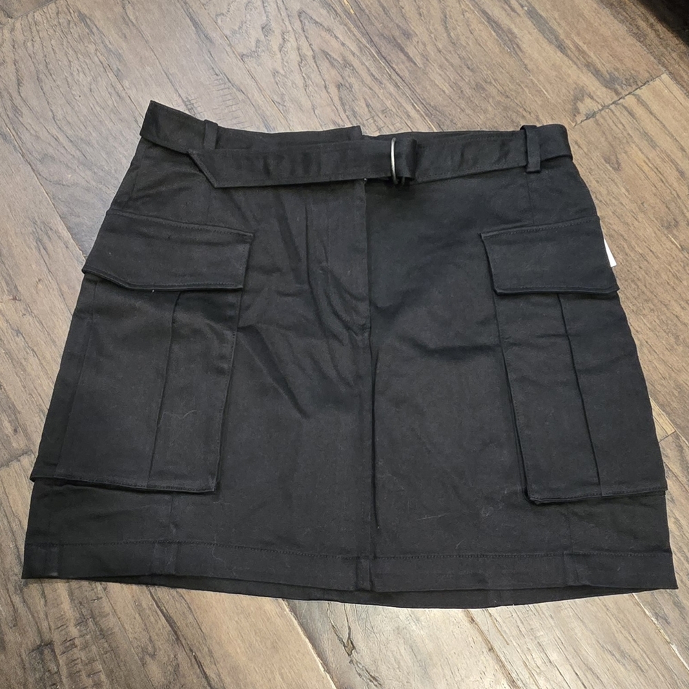 Black Cargo Mini Skirt